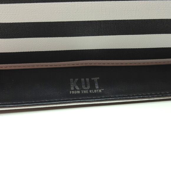 KUT FROM THE KLOTH Black White Striped Slimfold Wallet Vegan Leather NEW - Picture 5 of 8